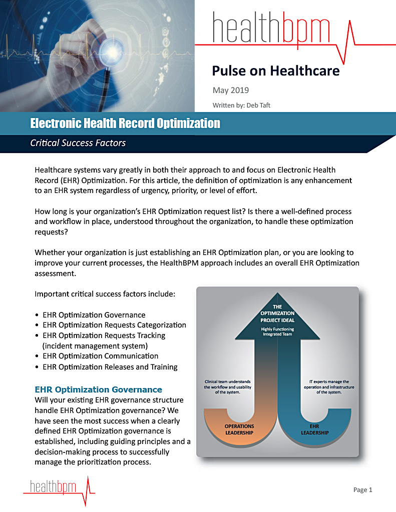 HealthBPM Pulse on Healthcare: EHR Optimization